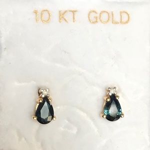 Sapphire and gold earrings 10K gold